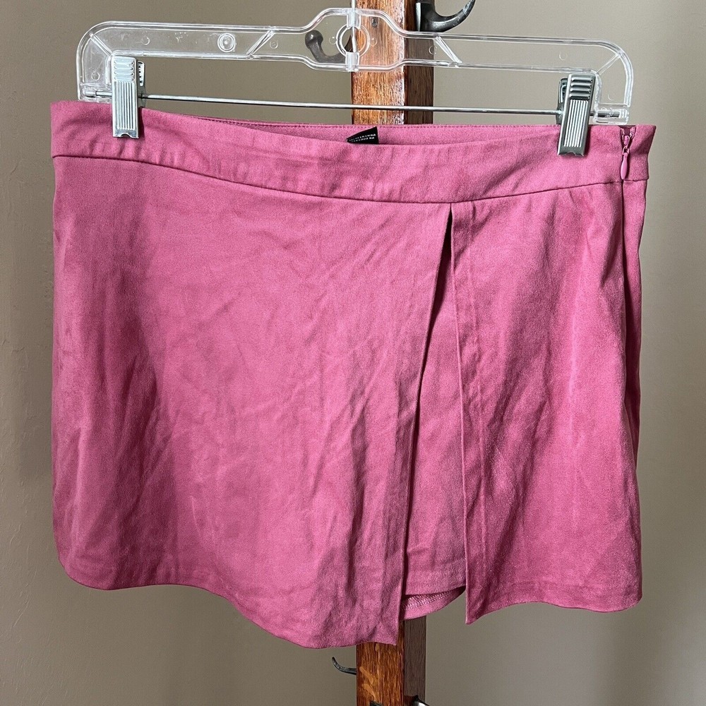 Forever 21 Skort Mini Skirt w/h Shorts Faux Suede Envelope Pink Large